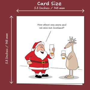 Funny Christmas Card - Humorous Scotland Drinking Santa & Reindeer Joke