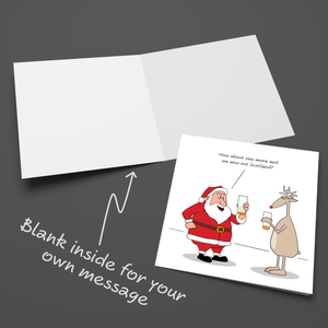 Funny Christmas Card - Humorous Scotland Drinking Santa & Reindeer Joke