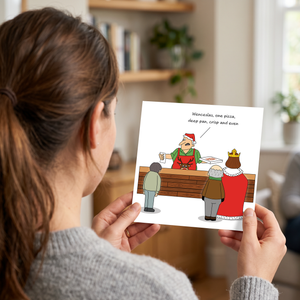 Funny Christmas Card - Humorous King Wenceslas Pizza Joke