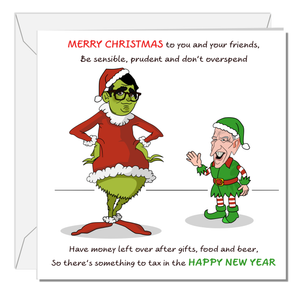 Funny Andy Burnham and John Healey Christmas Card Grinch Labour MP Tax Cheeky Rude Cartoon