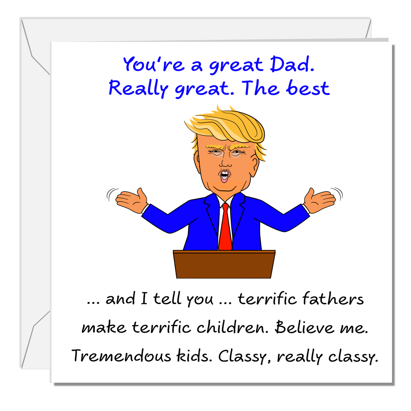 Funny Donald Trump Fathers Day Card Birthday for Dad Humor amusing Trump Daddy Cartoon