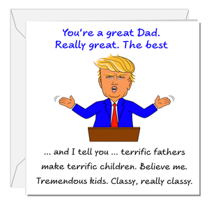 Funny Donald Trump Fathers Day Card Birthday for Dad Humor amusing Trump Daddy Cartoon