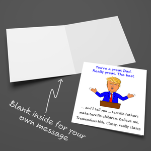 Funny Donald Trump Fathers Day Card Birthday for Dad Humor amusing Trump Daddy Cartoon