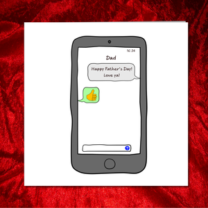 Funny Fathers Day Card from daughter / son - Love you Text Message on Phone -  Humorous Amusing Joke Comic - handmade by Swizzoo