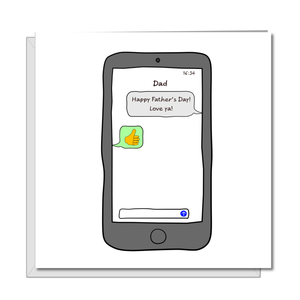 Funny Fathers Day Card from daughter / son - Love you Text Message on Phone -  Humorous Amusing Joke Comic - handmade by Swizzoo