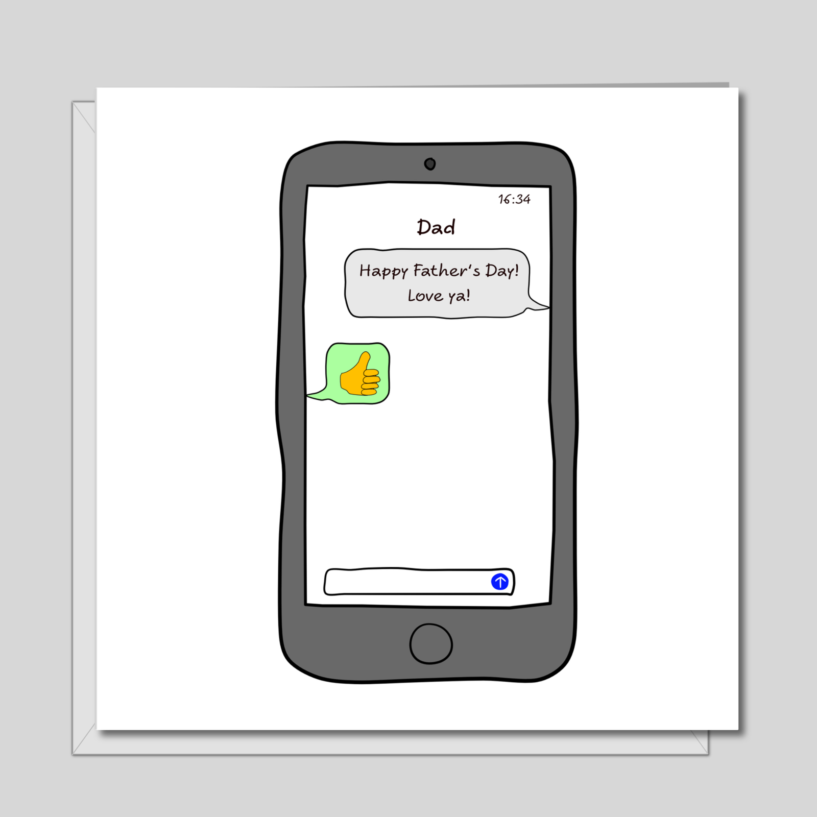 Funny Fathers Day Card from daughter / son - Love you Text Message on Phone -  Humorous Amusing Joke Comic - handmade by Swizzoo
