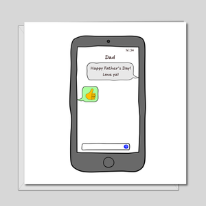 Funny Fathers Day Card from daughter / son - Love you Text Message on Phone -  Humorous Amusing Joke Comic - handmade by Swizzoo