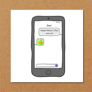 Funny Fathers Day Card from daughter / son - Love you Text Message on Phone -  Humorous Amusing Joke Comic - handmade by Swizzoo