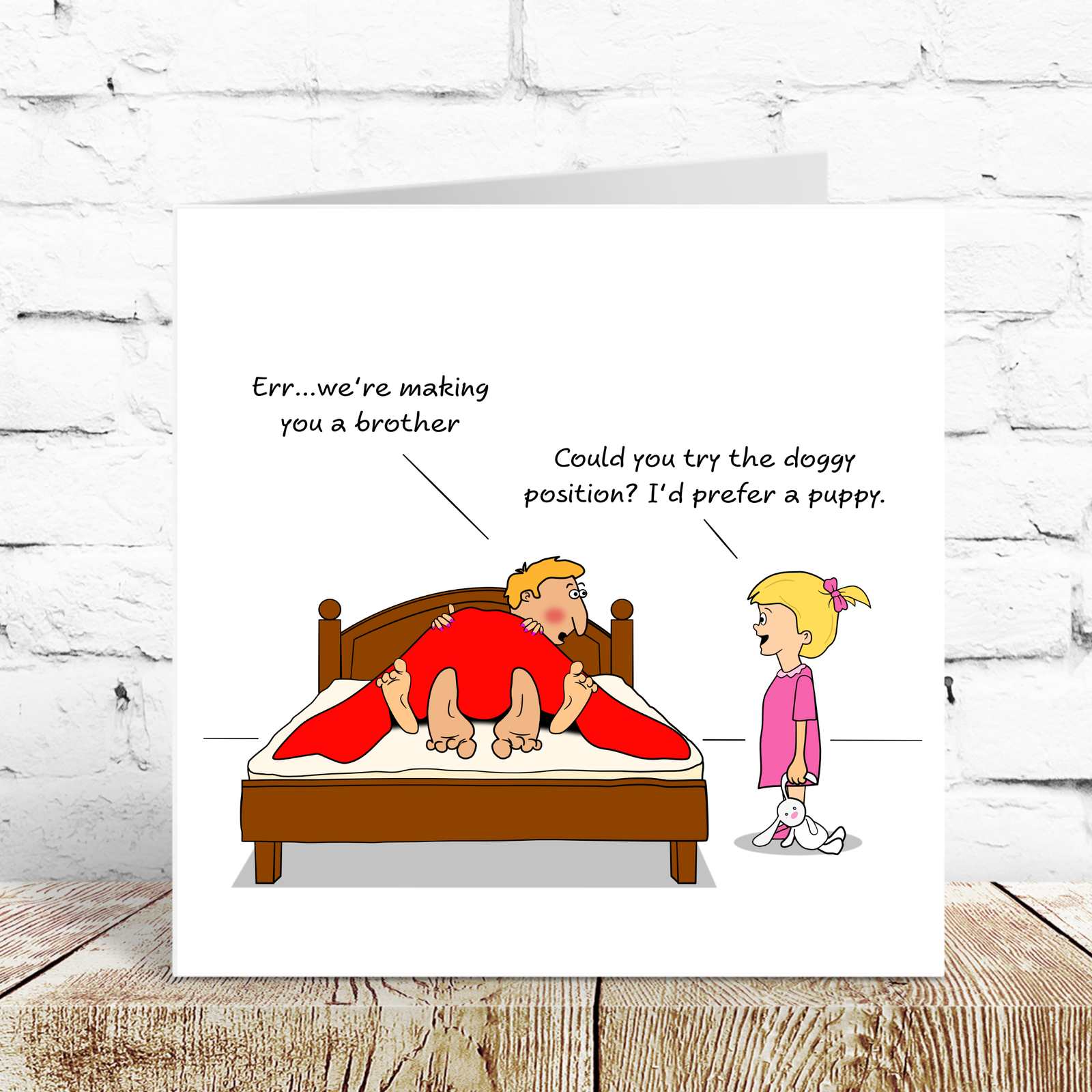 Funny and Rude Birthday Card for Mum / Dad - Making You a Brother - Doggy Style