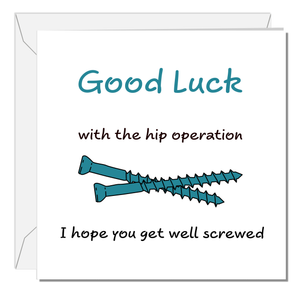 New Hip Replacement Card Good Luck Congratulations Get Well Soon Card Recover -  Funny, humorous, fun - hip surgery operation