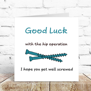 New Hip Replacement Card Good Luck Congratulations Get Well Soon Card Recover -  Funny, humorous, fun - hip surgery operation