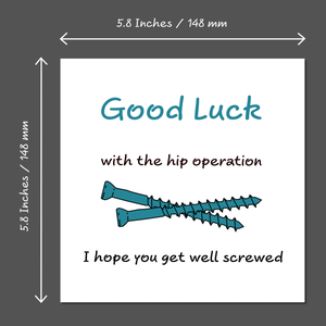 New Hip Replacement Card Good Luck Congratulations Get Well Soon Card Recover -  Funny, humorous, fun - hip surgery operation