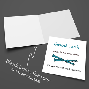 New Hip Replacement Card Good Luck Congratulations Get Well Soon Card Recover -  Funny, humorous, fun - hip surgery operation