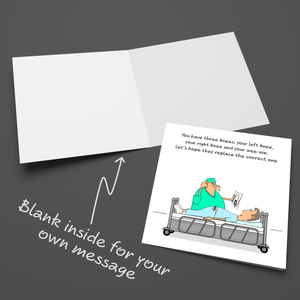 Funny Knee Replacement Surgery Card - Get Well Soon Card, Operation Recovery, Funny, humorous,