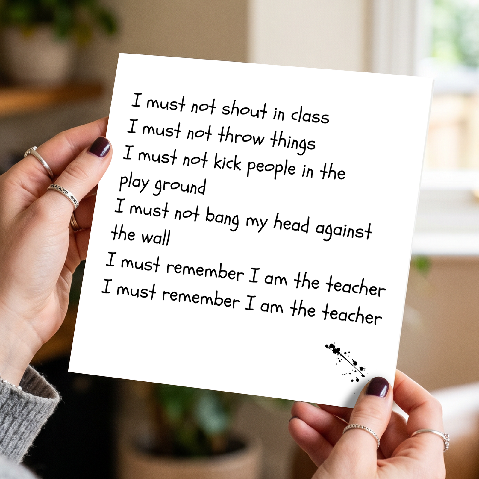 Funny Teacher Card - Fun, humorous amusing - favourite best thank you - detention discipline school class  - blank inside