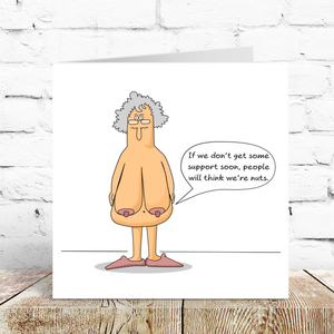 Funny Birthday card 40th 50th 60th Birthday for Wife Mum Grandmother - Old aged age - Funny, humorous and fun - boobs