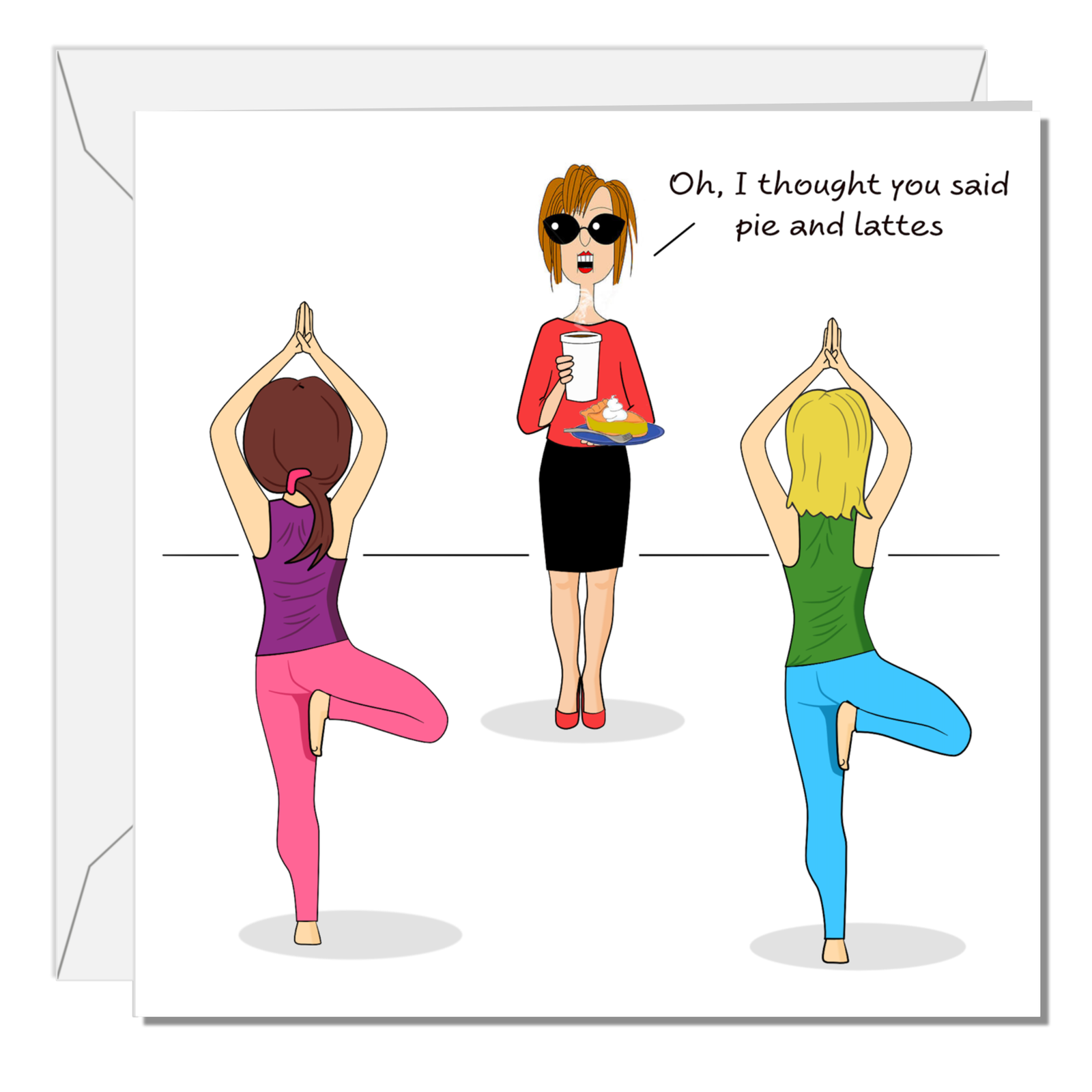 Funny Birthday Card - Pilates Yoga Mindfulness - Mum Mom Girlfriend or Girl Friend - Any occasion card. Funny, humorous and amusing