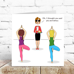 Funny Birthday Card - Pilates Yoga Mindfulness - Mum Mom Girlfriend or Girl Friend - Any occasion card. Funny, humorous and amusing