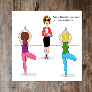 Funny Birthday Card - Pilates Yoga Mindfulness - Mum Mom Girlfriend or Girl Friend - Any occasion card. Funny, humorous and amusing
