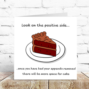 Funny Appendix Surgery Card - Appendectomy Get Well Soon Card, Operation Recovery, - humorous, fun Recover
