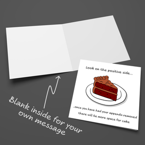Funny Appendix Surgery Card - Appendectomy Get Well Soon Card, Operation Recovery, - humorous, fun Recover