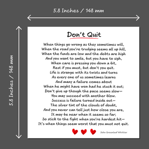 Don't Quit Card - Good Luck, Tough Times Difficult Problems Lost Job Divorce Commiserations Friendship Hard Times Poem
