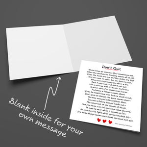 Don't Quit Card - Good Luck, Tough Times Difficult Problems Lost Job Divorce Commiserations Friendship Hard Times Poem