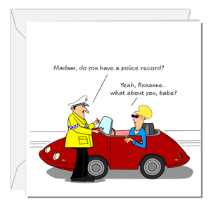 Funny Birthday Card for Wife Mum Female Friend Humorous Police Band Roxanne 40th 50th 60th 1960s 1970s 1980s