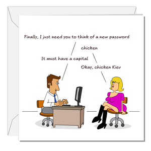 Funny Birthday card  for Wife Husband Mum Dad Father Friends - Computer Password Technology - Funny, humorous and fun