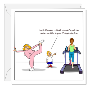 Funny Birthday Card - Gym Pilates Yoga Fitness - Mum Girlfriend Female Daughter Girl Friend - Mothers Day card. Funny, humorous and amusing