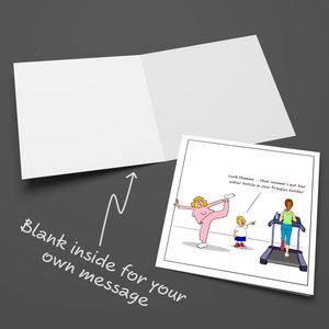 Funny Birthday Card - Gym Pilates Yoga Fitness - Mum Girlfriend Female Daughter Girl Friend - Mothers Day card. Funny, humorous and amusing