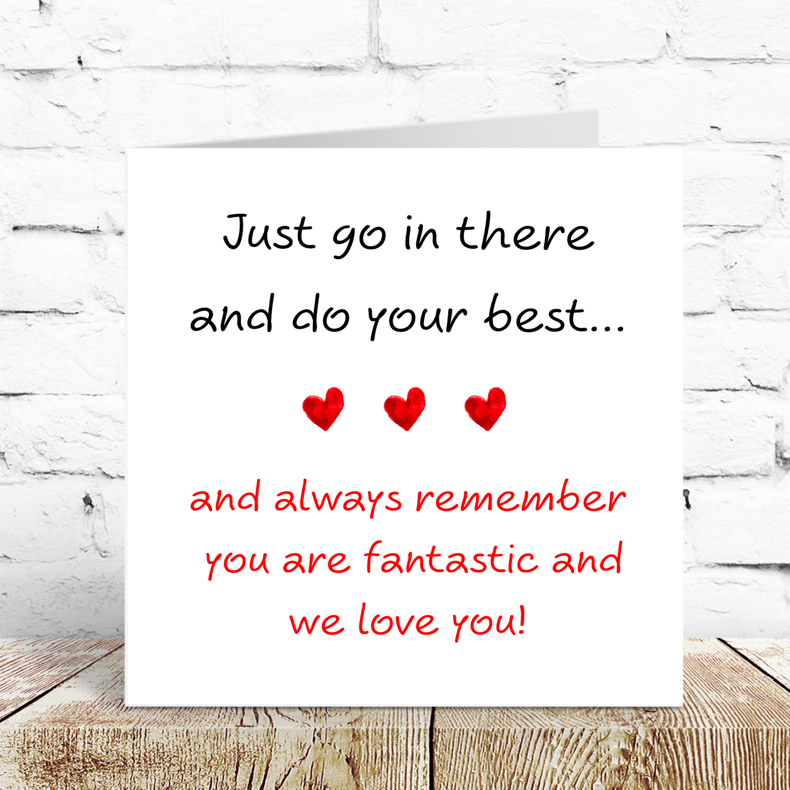 Good Luck Card - exams, driving test, new job, challenge, university - minimalist heart black red