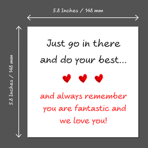 Good Luck Card - exams, driving test, new job, challenge, university - minimalist heart black red