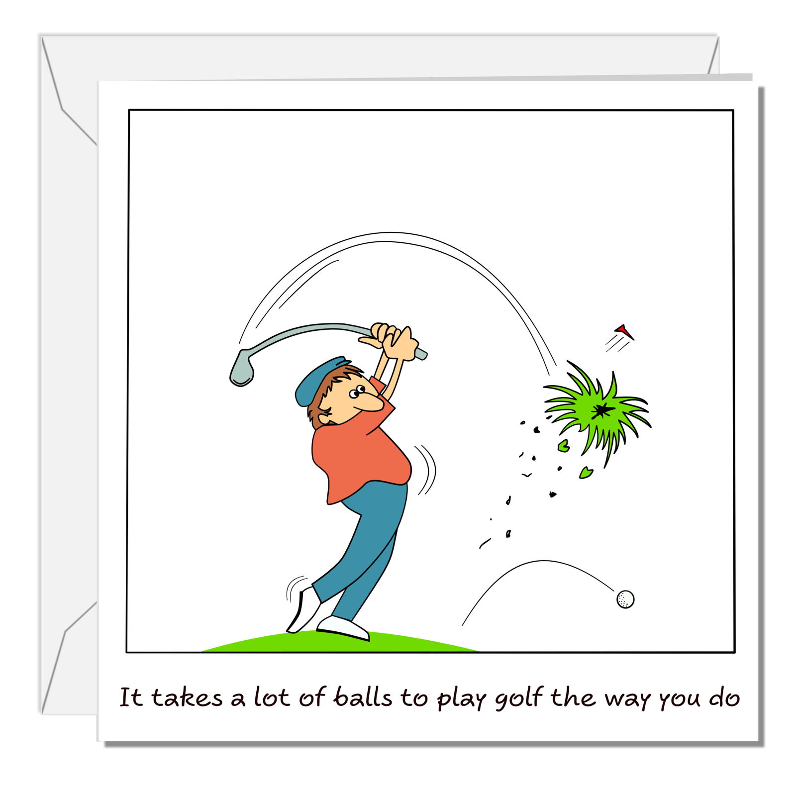 Funny Golf Birthday Card / Father's Day Card - Dad Playing Golf Badly - Humorous amusing cartoon - for best dad - humour