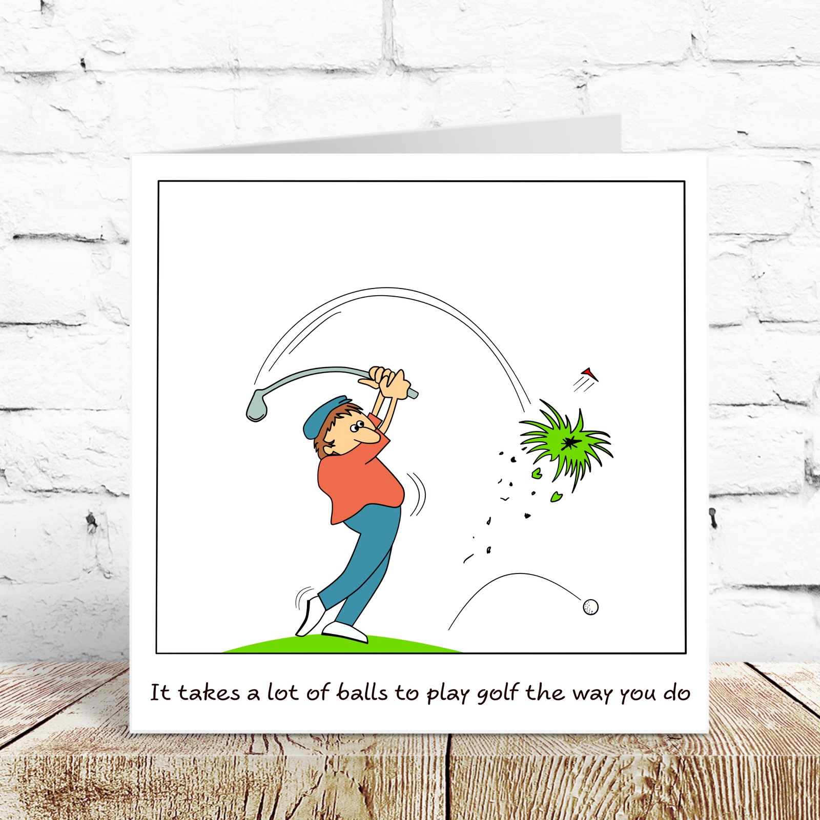 Funny Golf Birthday Card / Father's Day Card - Dad Playing Golf Badly - Humorous amusing cartoon - for best dad - humour