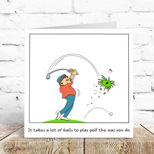 Funny Golf Birthday Card / Father's Day Card - Dad Playing Golf Badly - Humorous amusing cartoon - for best dad - humour