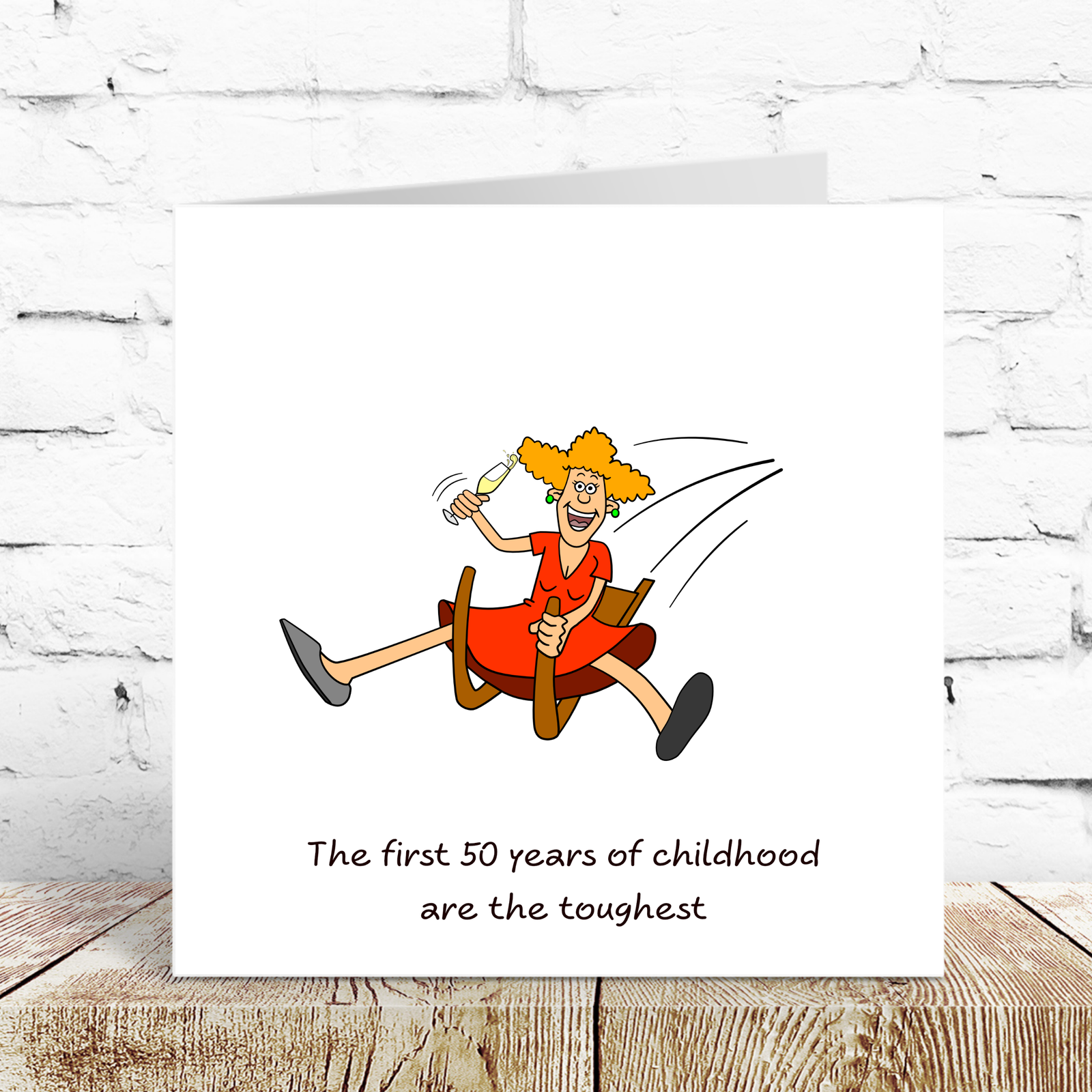 Funny Birthday 50th Card for Wife Mum Female Friend - humorous immature fun - celebrate drink party bestie