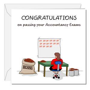 Congratulations on Passing your Accountancy Exams Card - Daughter, Sister, Wife, Work Colleague, Female Friend - humour humorous funny exams accountant