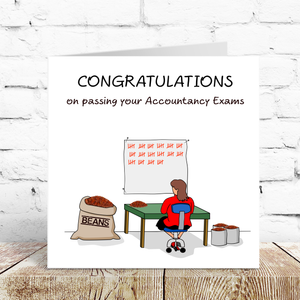Congratulations on Passing your Accountancy Exams Card - Daughter, Sister, Wife, Work Colleague, Female Friend - humour humorous funny exams accountant
