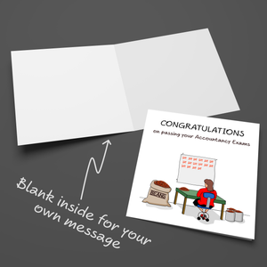 Congratulations on Passing your Accountancy Exams Card - Daughter, Sister, Wife, Work Colleague, Female Friend - humour humorous funny exams accountant