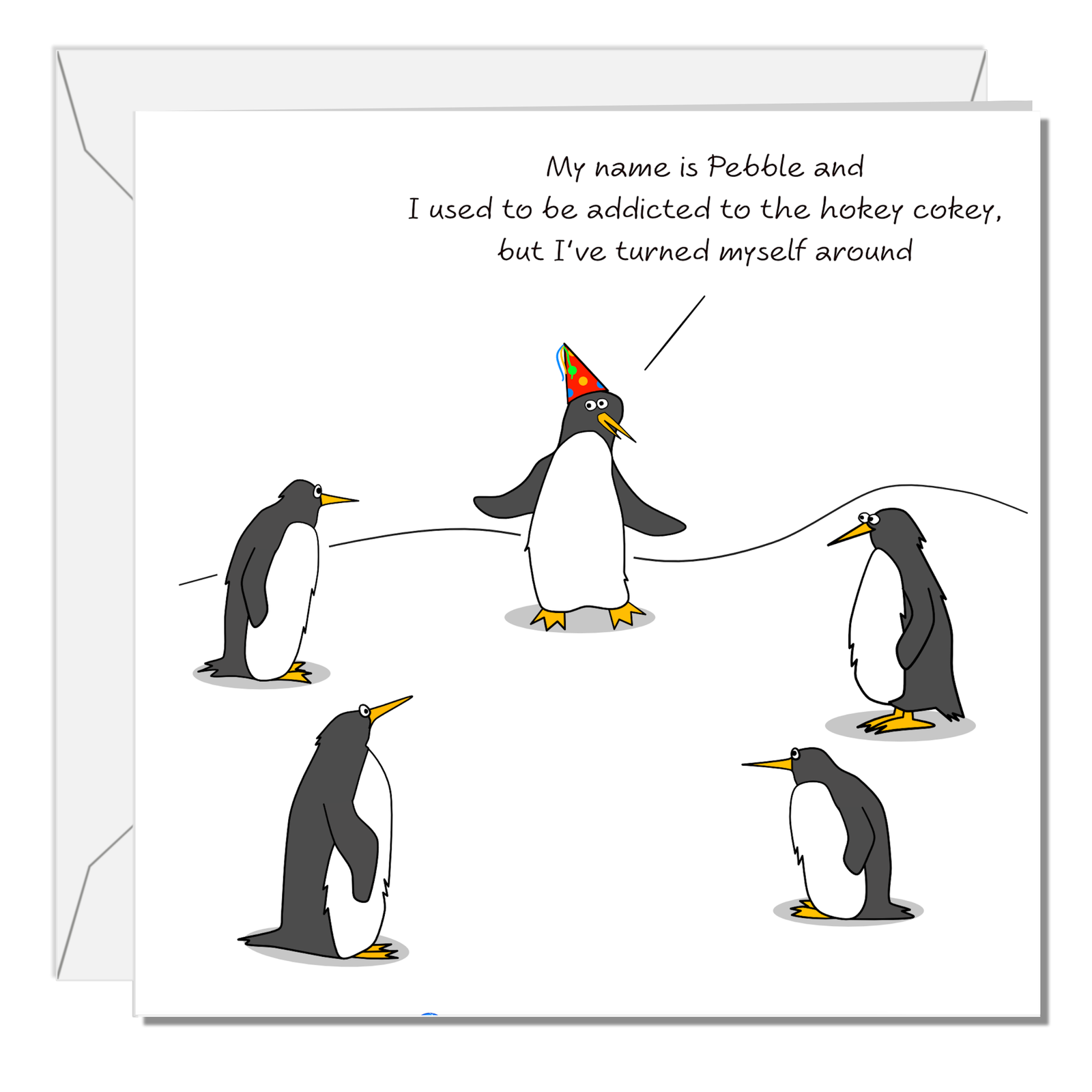 Funny Birthday Card with Penguins for Mum, Wife, Dad, friend or anyone sense of humour fun - hokey cokey dancing animal AA Swizzoo
