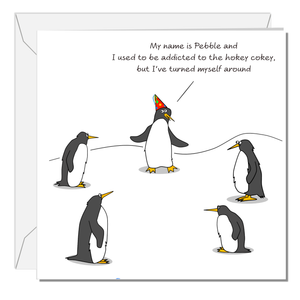 Funny Birthday Card with Penguins for Mum, Wife, Dad, friend or anyone sense of humour fun - hokey cokey dancing animal AA Swizzoo