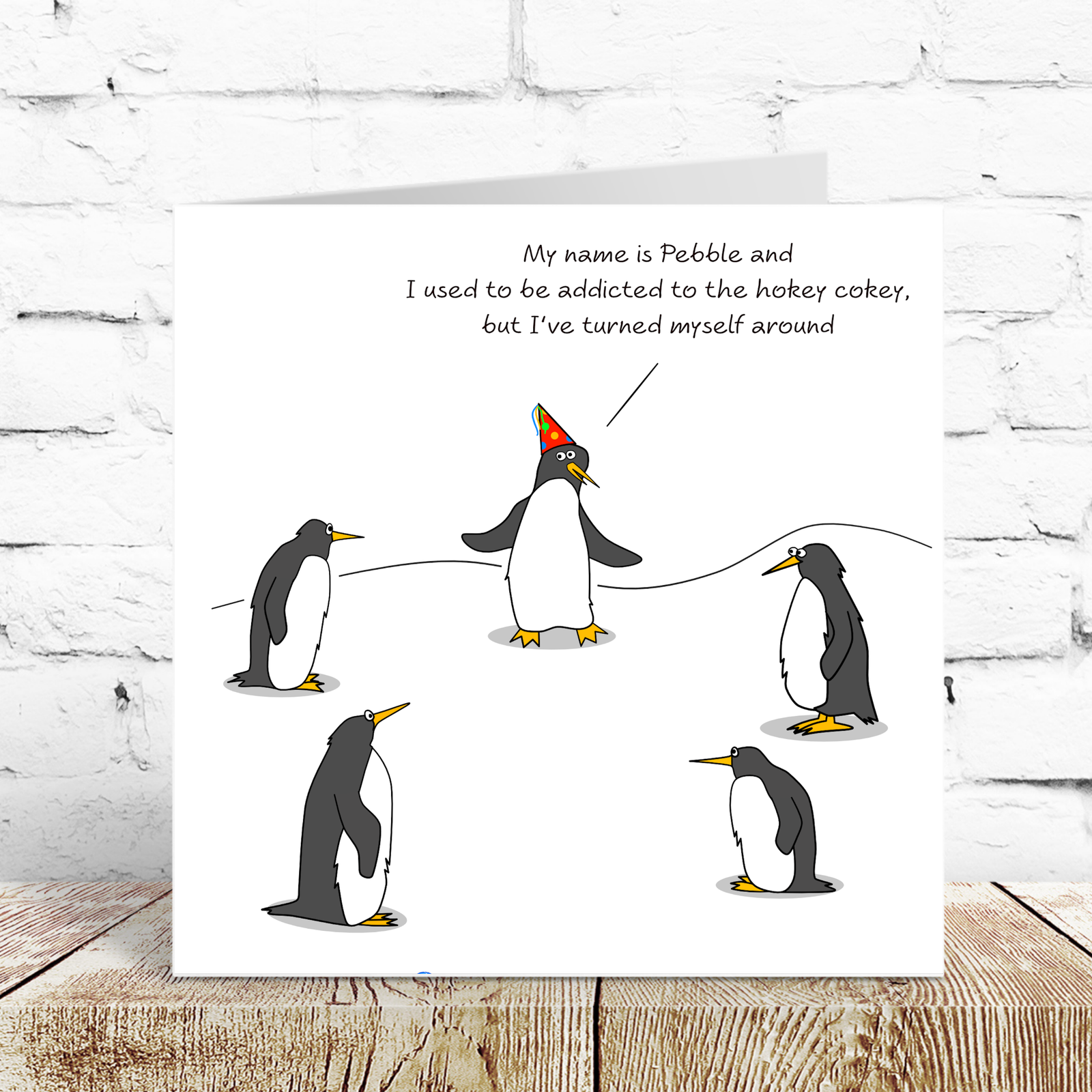 Funny Birthday Card with Penguins for Mum, Wife, Dad, friend or anyone sense of humour fun - hokey cokey dancing animal AA Swizzoo
