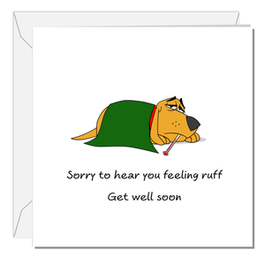 Get Well Soon Card, Feel Better Soon, Speedy Recovery, Sick as a Dog, Crook, Ill-  Funny, humorous, fun - Labrador Card