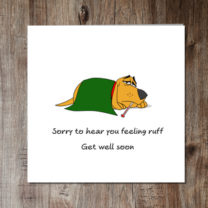 Get Well Soon Card, Feel Better Soon, Speedy Recovery, Sick as a Dog, Crook, Ill-  Funny, humorous, fun - Labrador Card