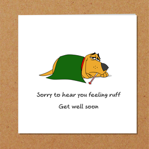 Get Well Soon Card, Feel Better Soon, Speedy Recovery, Sick as a Dog, Crook, Ill-  Funny, humorous, fun - Labrador Card