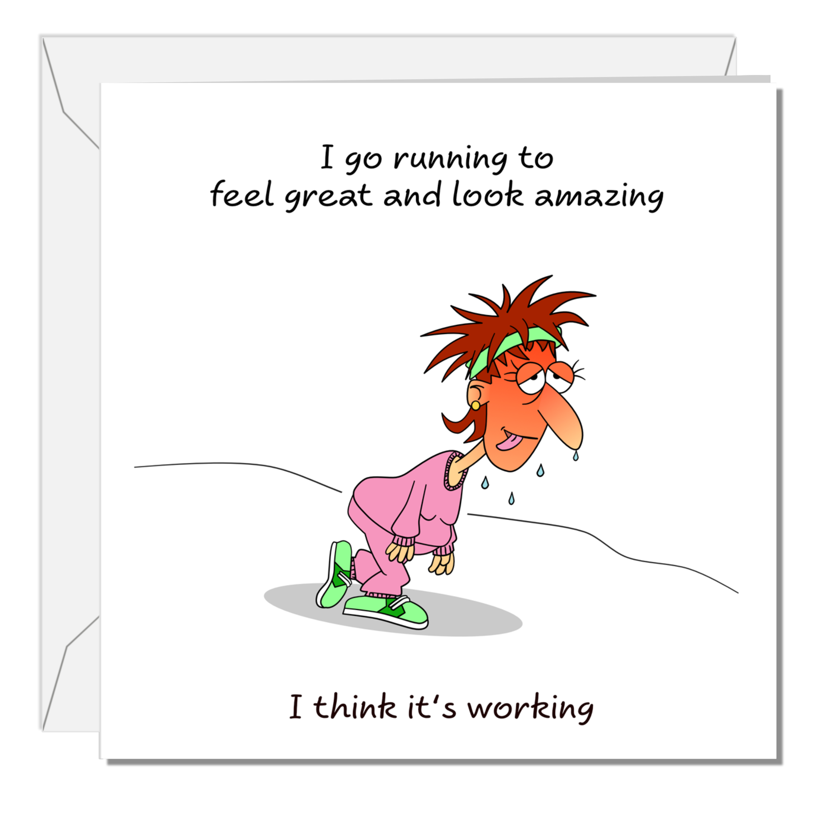 Funny Birthday Card - Running Exercise Gym Yoga Pilates - Mum Mom Daughter Sister Girlfriend Female Girl Friend. Humorous Amusing Cute