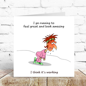 Funny Birthday Card - Running Exercise Gym Yoga Pilates - Mum Mom Daughter Sister Girlfriend Female Girl Friend. Humorous Amusing Cute