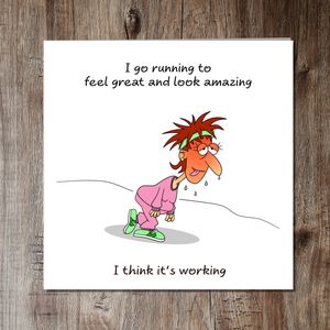 Funny Birthday Card - Running Exercise Gym Yoga Pilates - Mum Mom Daughter Sister Girlfriend Female Girl Friend. Humorous Amusing Cute