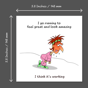 Funny Birthday Card - Running Exercise Gym Yoga Pilates - Mum Mom Daughter Sister Girlfriend Female Girl Friend. Humorous Amusing Cute